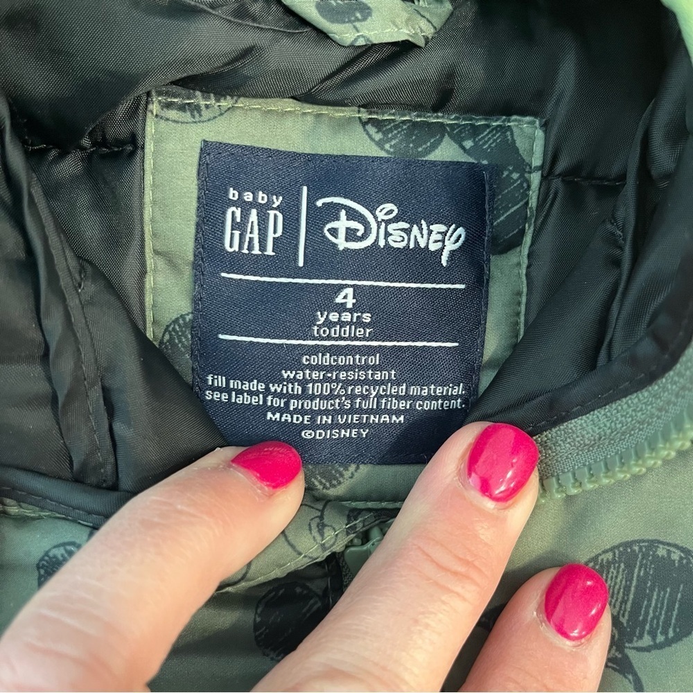 Gap Disney Kids Mickey Mouse Green Jacket puffer size 4 - Picture 3 of 5